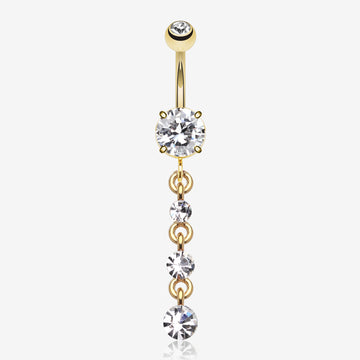 Golden Gems Galore Belly Button Ring-Clear Gem